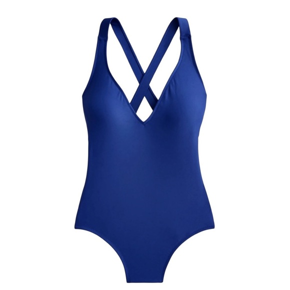 J. Crew - NWT High Support Cross Back Blue One-Piece Swimsuit Sz 10 - Picture 1 of 9